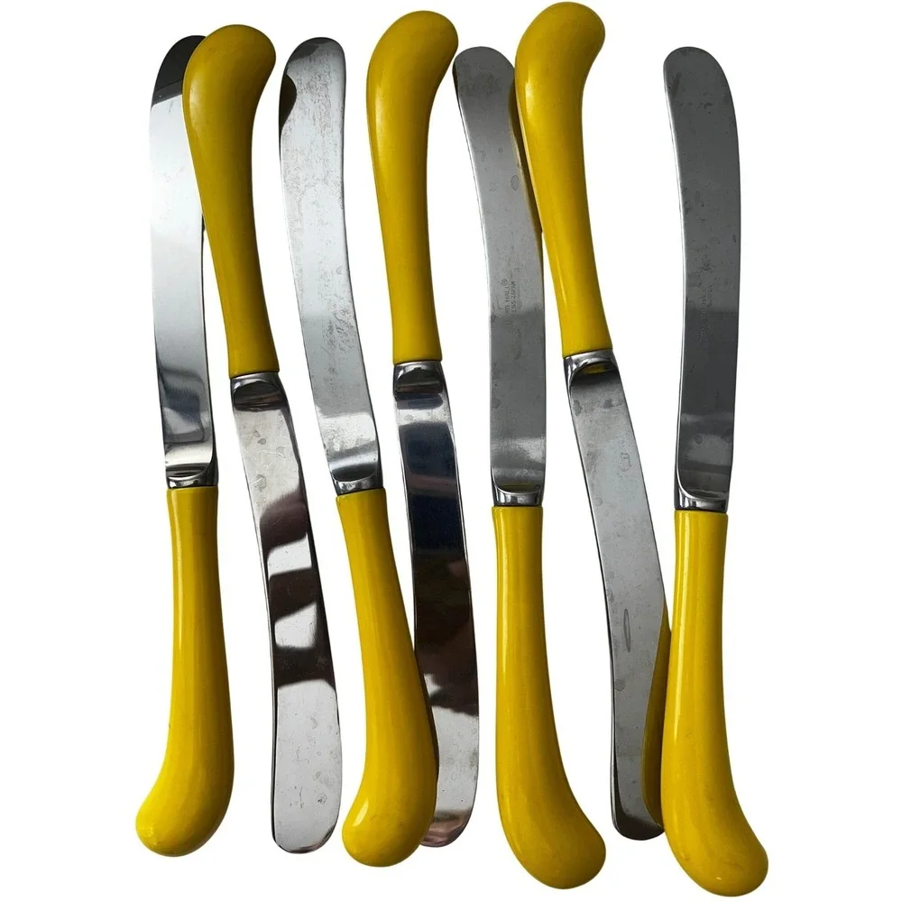 Vintage/Retro Oxford Hall Yellow Handle Stainless Flatware Set 35 Pc‎ Dining